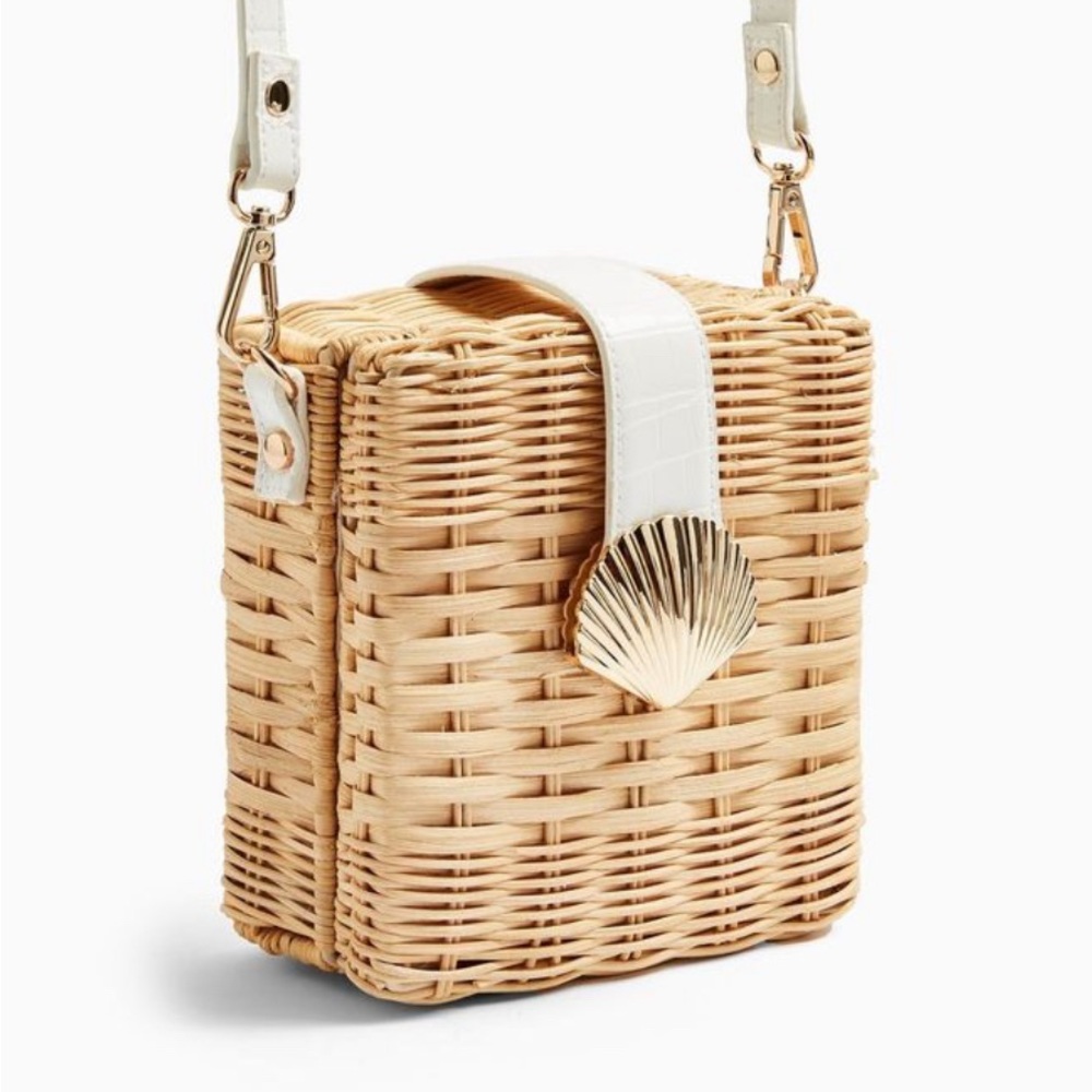 TopShop Shell Wicker Crossbody Bag